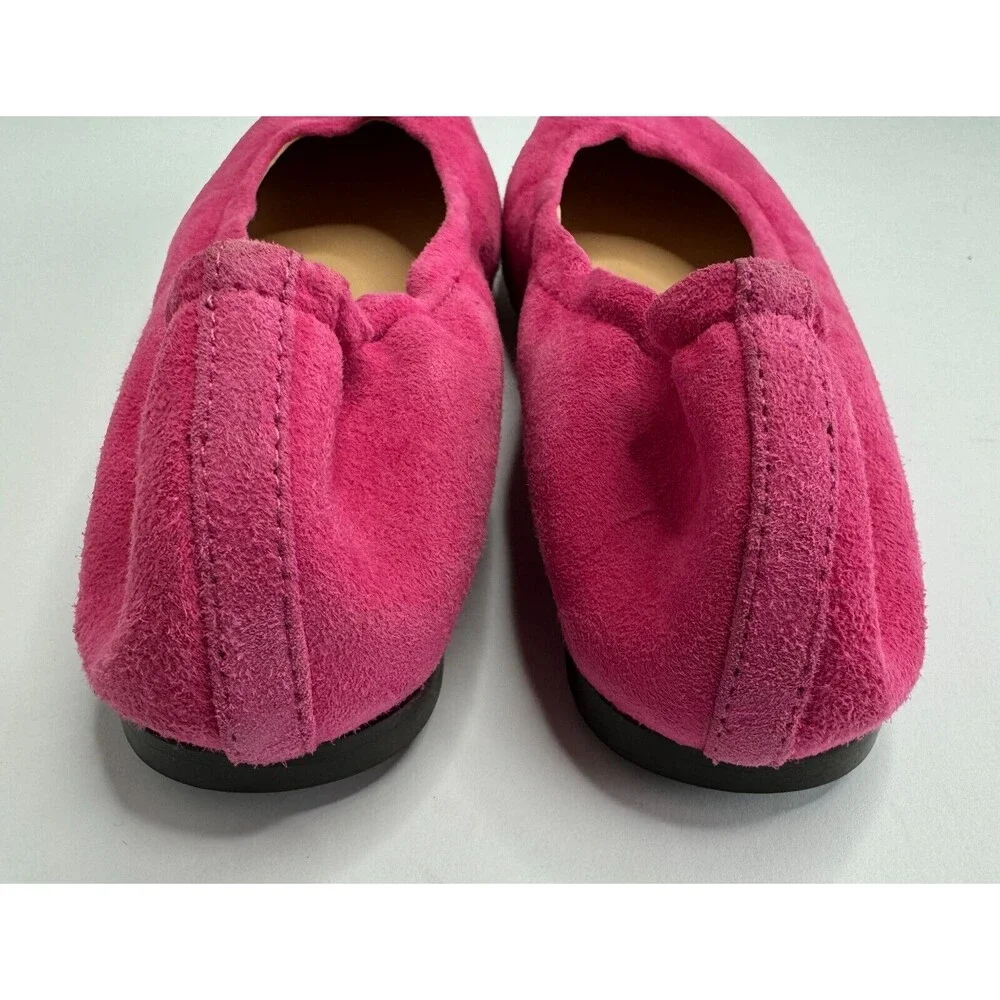 J. Crew Kids Size 5 Anya Scrunchie Ballet Flats in Pink Suede Leather Square Toe